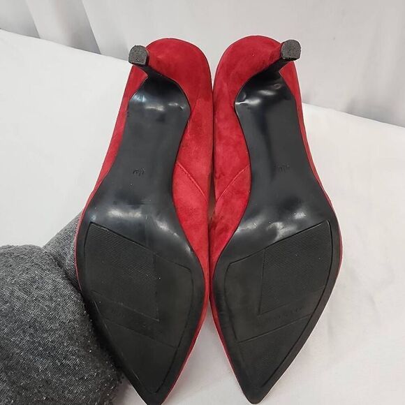 Marc Fisher Size 8.5 Women's Tuscany Suede Red Multi Ankle-High Pump - Picture 7 of 9